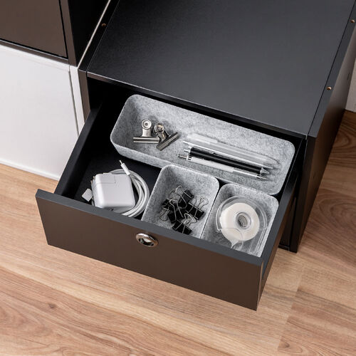 キューブ型収納ボックス（引き出し・幅35×奥行29.5×高さ35cm・2段式・推し活収納棚・アクスタ・DVD・Switch・ブラック）