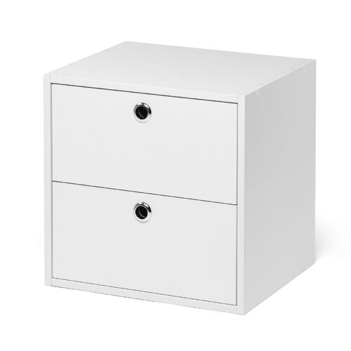 キューブ型収納ボックス（引き出し・幅35×奥行29.5×高さ35cm・2段式・推し活収納棚・アクスタ・DVD・Switch・ホワイト）