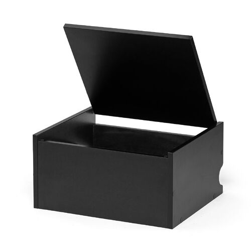 キューブ型収納ボックス（上部オープン・幅35×奥行29.5×高さ17.5cm・配線穴・推し活収納棚・Switch・タップ・化粧品・ブラック）