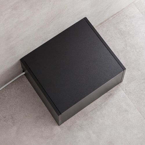 キューブ型収納ボックス（上部オープン・幅35×奥行29.5×高さ17.5cm・配線穴・推し活収納棚・Switch・タップ・化粧品・ブラック）