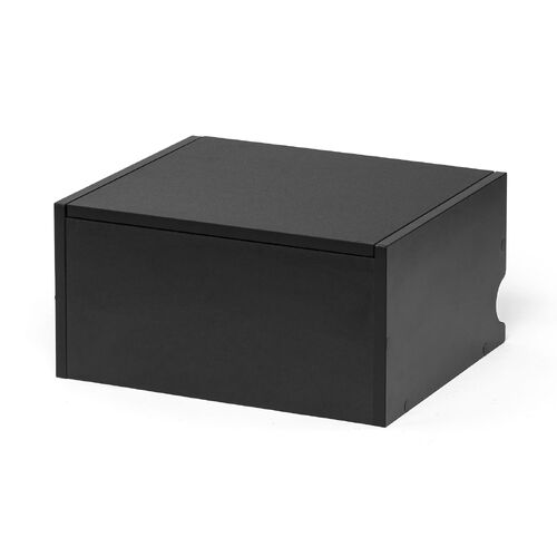 キューブ型収納ボックス（上部オープン・幅35×奥行29.5×高さ17.5cm・配線穴・推し活収納棚・Switch・タップ・化粧品・ブラック）