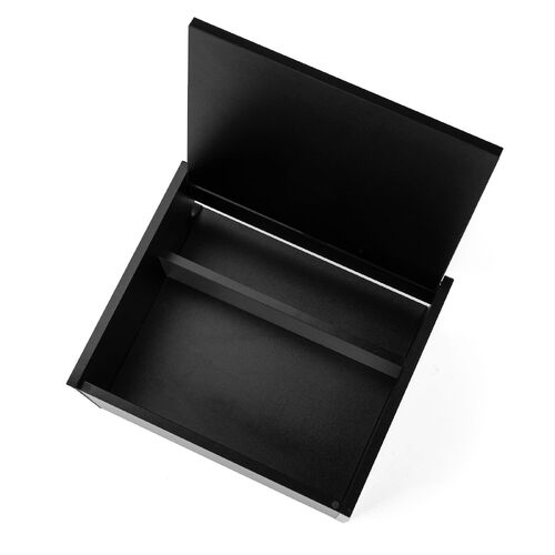キューブ型収納ボックス（上部オープン・幅35×奥行29.5×高さ17.5cm・配線穴・推し活収納棚・Switch・タップ・化粧品・ブラック）