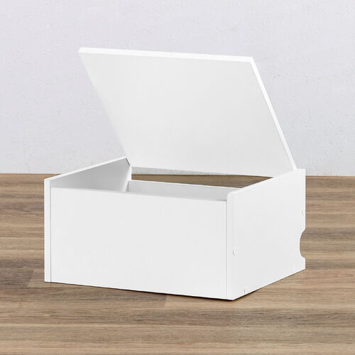 キューブ型収納ボックス（上部オープン・幅35×奥行29.5×高さ17.5cm・配線穴・推し活収納棚・Switch・タップ・化粧品・ホワイト）