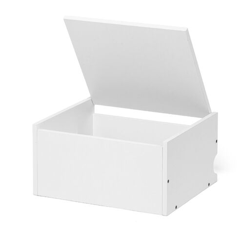 キューブ型収納ボックス（上部オープン・幅35×奥行29.5×高さ17.5cm・配線穴・推し活収納棚・Switch・タップ・化粧品・ホワイト）