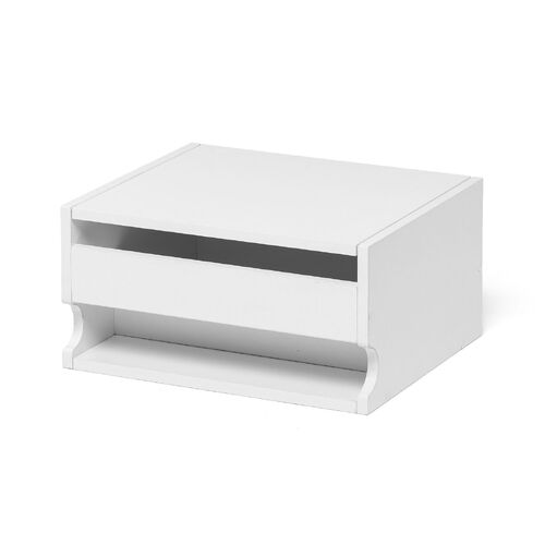 キューブ型収納ボックス（上部オープン・幅35×奥行29.5×高さ17.5cm・配線穴・推し活収納棚・Switch・タップ・化粧品・ホワイト）