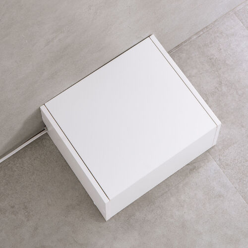 キューブ型収納ボックス（上部オープン・幅35×奥行29.5×高さ17.5cm・配線穴・推し活収納棚・Switch・タップ・化粧品・ホワイト）