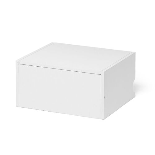 キューブ型収納ボックス（上部オープン・幅35×奥行29.5×高さ17.5cm・配線穴・推し活収納棚・Switch・タップ・化粧品・ホワイト）