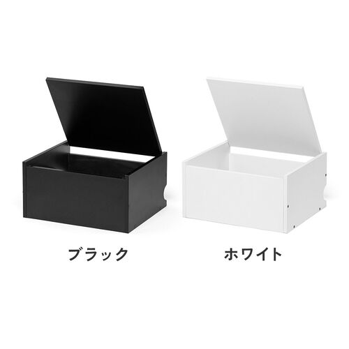 キューブ型収納ボックス（上部オープン・幅35×奥行29.5×高さ17.5cm・配線穴・推し活収納棚・Switch・タップ・化粧品・ホワイト）