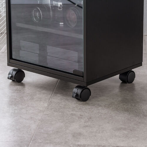 キューブ型収納ボックス キャスター台 幅35×奥行29.5×高さ6.6cm ストッパー付き ブラック