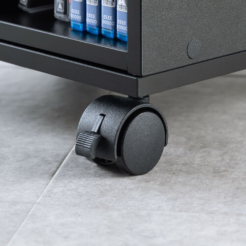 キューブ型収納ボックス キャスター台 幅35×奥行29.5×高さ6.6cm ストッパー付き ブラック