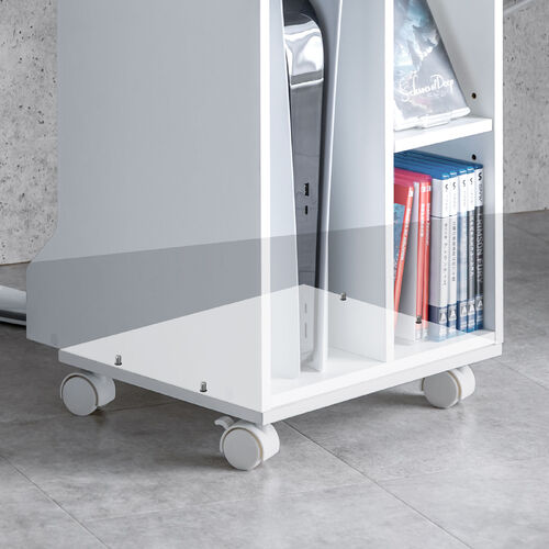 キューブ型収納ボックス（キャスター台・幅35×奥行29.5×高さ6.6cm・ストッパー付き・ホワイト）