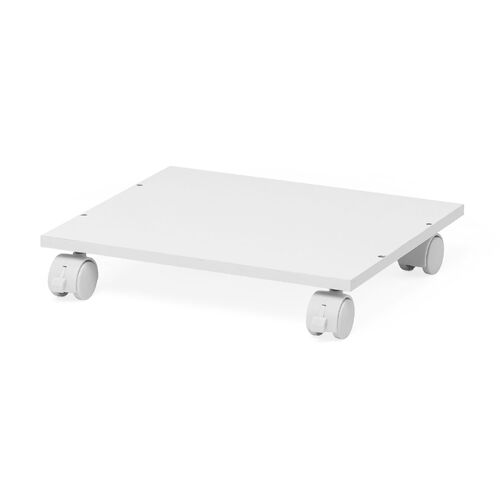 キューブ型収納ボックス（キャスター台・幅35×奥行29.5×高さ6.6cm・ストッパー付き・ホワイト）