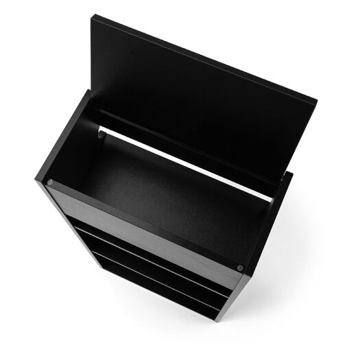 キューブ型収納ボックス（棚付きゲーム機収納・ハーフサイズ・ハイタイプ・上部オープン・幅35×奥行17×高さ70cm・配線穴・推し活収納棚・Switch・タップ・ブラック）