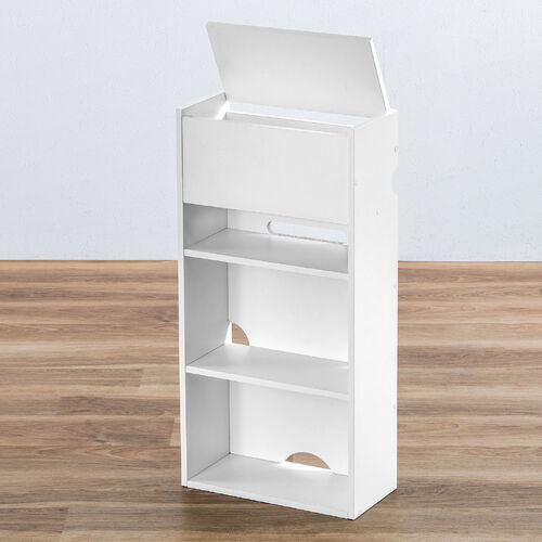 キューブ型収納ボックス（棚付きゲーム機収納・ハーフサイズ・ハイタイプ・上部オープン・幅35×奥行17×高さ70cm・配線穴・推し活収納棚・Switch・タップ・ホワイト）