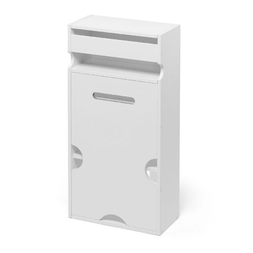 キューブ型収納ボックス（棚付きゲーム機収納・ハーフサイズ・ハイタイプ・上部オープン・幅35×奥行17×高さ70cm・配線穴・推し活収納棚・Switch・タップ・ホワイト）