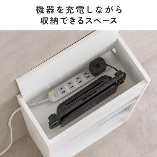 キューブ型収納ボックス（棚付きゲーム機収納・ハーフサイズ・ハイタイプ・上部オープン・幅35×奥行17×高さ70cm・配線穴・推し活収納棚・Switch・タップ・ホワイト）