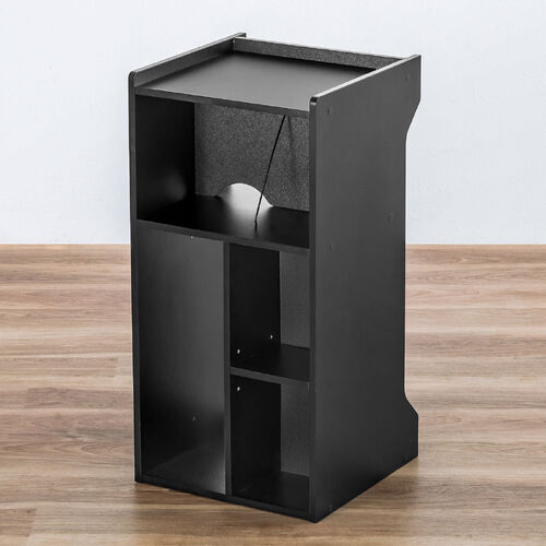 キューブ型収納ボックス（棚付きゲーム機収納・ハイタイプ・上部オープン・幅35×奥行34.5×高さ70cm・配線穴・プレステ5・Switch・推し活収納棚・タップ・ブラック）