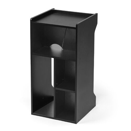 キューブ型収納ボックス（棚付きゲーム機収納・ハイタイプ・上部オープン・幅35×奥行34.5×高さ70cm・配線穴・プレステ5・Switch・推し活収納棚・タップ・ブラック）