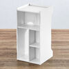 キューブ型収納ボックス（棚付きゲーム機収納・ハイタイプ・上部オープン・幅35×奥行34.5×高さ70cm・配線穴・プレステ5・Switch・推し活収納棚・タップ・ホワイト）