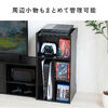 キューブ型収納ボックス（棚付きゲーム機収納・ハイタイプ・上部オープン・幅35×奥行34.5×高さ70cm・配線穴・プレステ5・Switch・推し活収納棚・タップ・ホワイト）