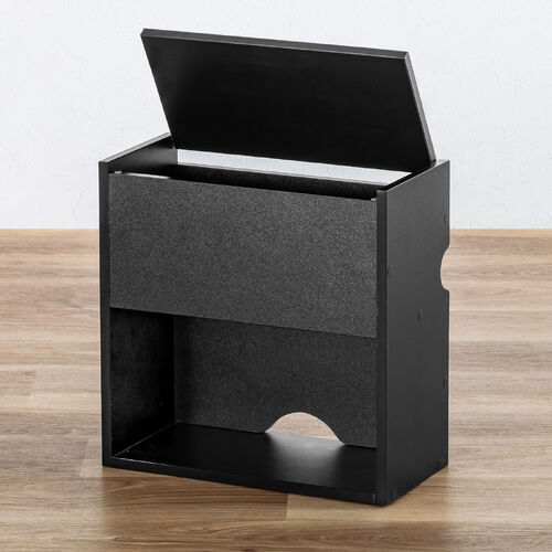 キューブ型収納ボックス（蓋付きゲーム機収納・ハーフサイズ・上部オープン・2段式・幅35×奥行17×高さ35cm・配線穴・推し活収納棚・Switch・タップ・ブラック）