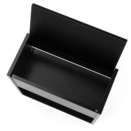 キューブ型収納ボックス（蓋付きゲーム機収納・ハーフサイズ・上部オープン・2段式・幅35×奥行17×高さ35cm・配線穴・推し活収納棚・Switch・タップ・ブラック）