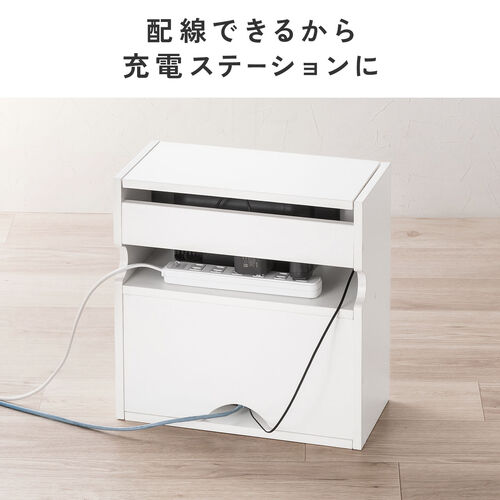 キューブ型収納ボックス（蓋付きゲーム機収納・ハーフサイズ・上部オープン・2段式・幅35×奥行17×高さ35cm・配線穴・推し活収納棚・Switch・タップ・ブラック）