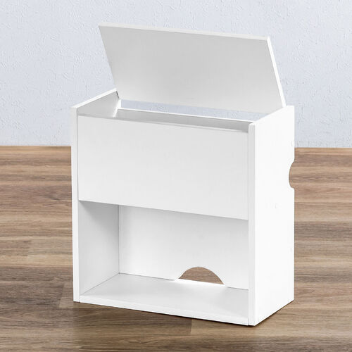 キューブ型収納ボックス（蓋付きゲーム機収納・ハーフサイズ・上部オープン・2段式・幅35×奥行17×高さ35cm・配線穴・推し活収納棚・Switch・タップ・ホワイト）