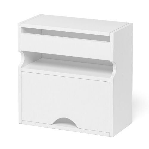 キューブ型収納ボックス（蓋付きゲーム機収納・ハーフサイズ・上部オープン・2段式・幅35×奥行17×高さ35cm・配線穴・推し活収納棚・Switch・タップ・ホワイト）