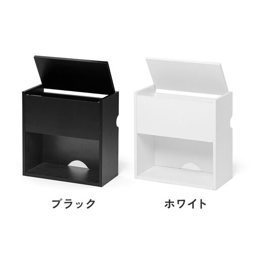 キューブ型収納ボックス（蓋付きゲーム機収納・ハーフサイズ・上部オープン・2段式・幅35×奥行17×高さ35cm・配線穴・推し活収納棚・Switch・タップ・ホワイト）