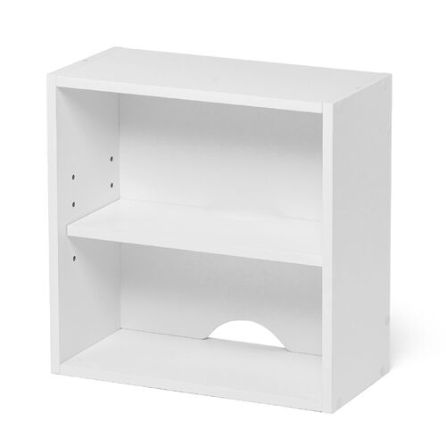 キューブ型収納ボックス（オープン・ハーフサイズ・幅35×奥行17×高さ35cm・2段式・配線穴・推し活収納棚・アクスタ・DVD・Switch・ホワイト）