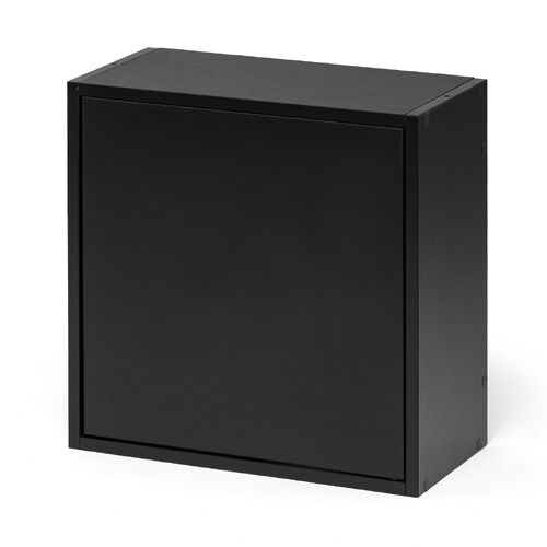 キューブ型収納ボックス（扉・ハーフサイズ・幅35×奥行17×高さ35cm・2段式・配線穴・推し活収納棚・アクスタ・DVD・Switch・ブラック）