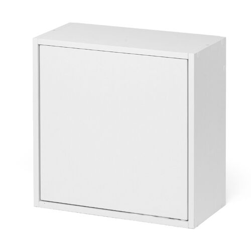 キューブ型収納ボックス（扉・ハーフサイズ・幅35×奥行17×高さ35cm・2段式・配線穴・推し活収納棚・アクスタ・DVD・Switch・ホワイト）