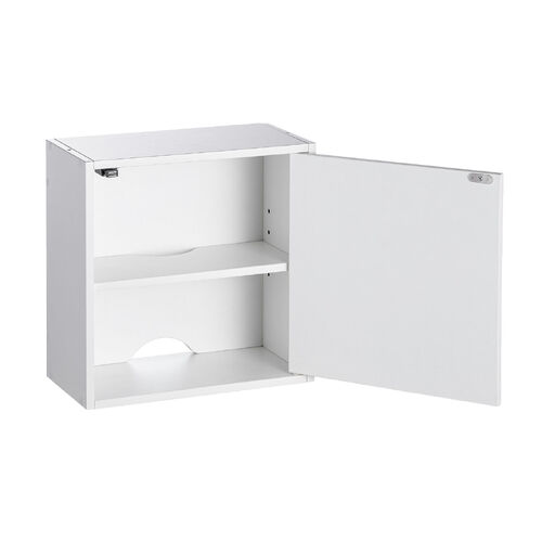 キューブ型収納ボックス（扉・ハーフサイズ・幅35×奥行17×高さ35cm・2段式・配線穴・推し活収納棚・アクスタ・DVD・Switch・ホワイト）