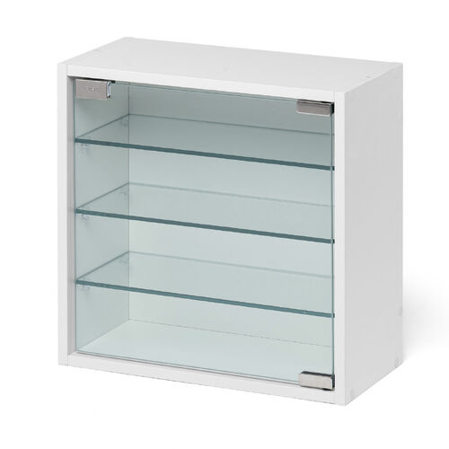 キューブ型収納ボックス（ガラス扉・ハーフサイズ・幅35×奥行17×高さ35cm・4段式・推し活収納棚・アクスタ・フィギュア・ホワイト）