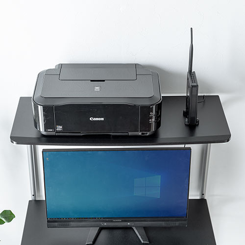 パソコンデスク（コンパクト・幅75cm・省スペース・キャスター付・ブラック）