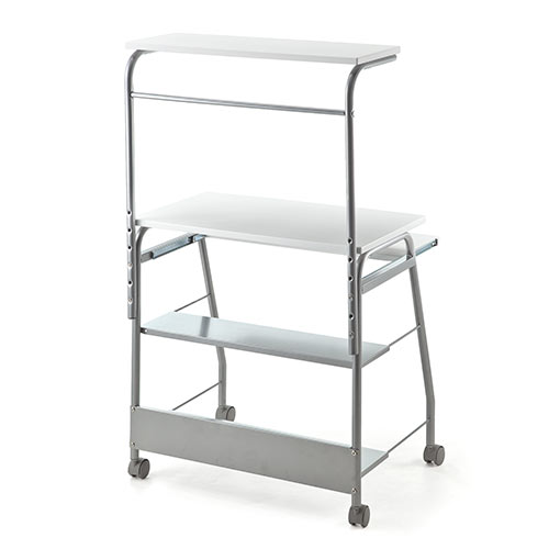 パソコンデスク（コンパクト・幅75cm・省スペース・キャスター付・ホワイト）