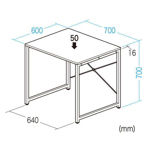 シンプルデスク（ワークデスク・モニターアーム対応・幅70cm・奥行60cm・ブラック）