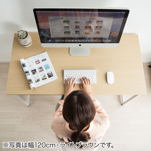 シンプルデスク（ワークデスク・モニターアーム対応・幅70cm・奥行60cm・ライトブラウン）