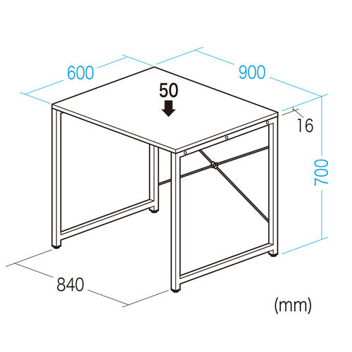シンプルデスク（ワークデスク・モニターアーム対応・幅90cm・奥行60cm・ブラック）