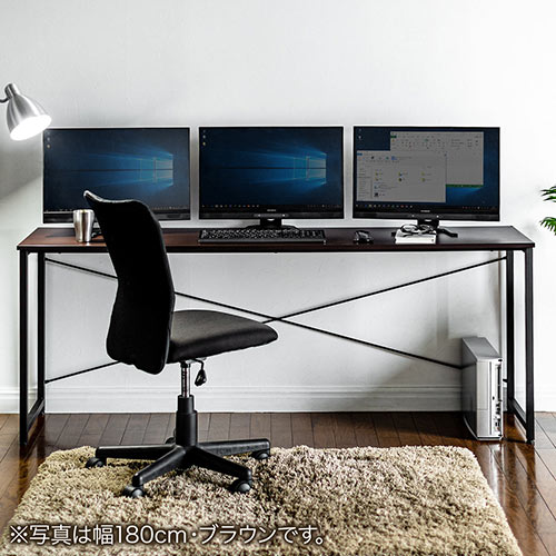 シンプルデスク（パソコンデスク・平机・幅100cm・奥行45cm・ブラウン）
