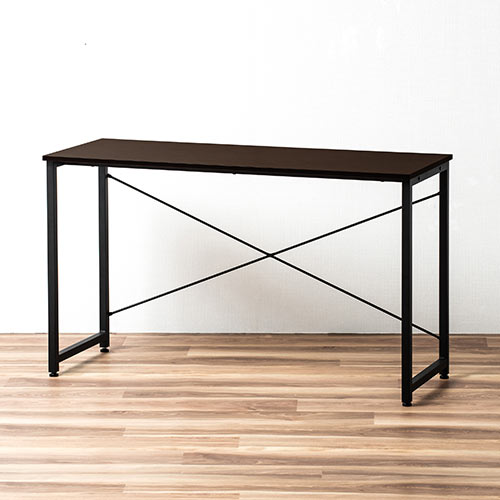 シンプルデスク（パソコンデスク・ゲーミングデスク・平机・幅120cm・奥行45cm・ブラウン）