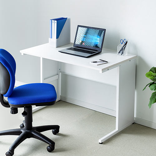 デスク（スチール製・オフィスデスク・平机・パソコンデスク・事務机・ホワイト・W1000mm・D600・ホワイト）