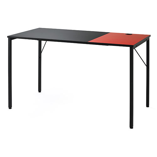 ワークデスク（ツートンデスク・シンプル・幅120cm・奥行60cm・黒・赤・パソコンデスク・平机）