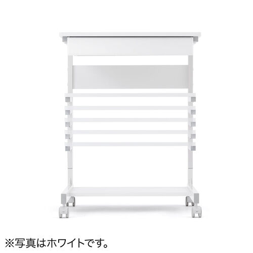 パソコンラック（パソコンデスク・幅55cm・省スペース・コンパクト・奥行48cm・収納棚・勉強机・ゴムキャスター・収納ラック・プリンター台・ブラック）