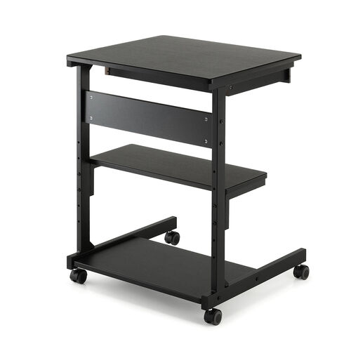 パソコンラック（パソコンデスク・幅55cm・省スペース・コンパクト・奥行48cm・収納棚・勉強机・ゴムキャスター・収納ラック・プリンター台・ブラック）