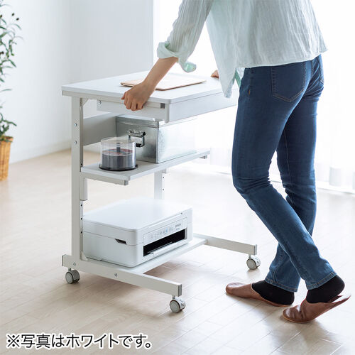 パソコンラック（パソコンデスク・幅55cm・省スペース・コンパクト・奥行48cm・収納棚・勉強机・ゴムキャスター・収納ラック・プリンター台・ブラック）