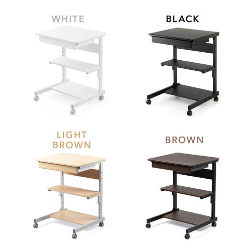 パソコンラック（パソコンデスク・幅55cm・省スペース・コンパクト・奥行48cm・収納棚・勉強机・ゴムキャスター・収納ラック・プリンター台・ブラック）