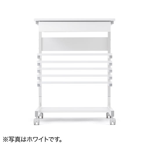 パソコンデスク（幅55cm・省スペース・テレワーク・在宅勤務・収納棚・ラック・勉強机・ゴムキャスター・ライトブラウン）