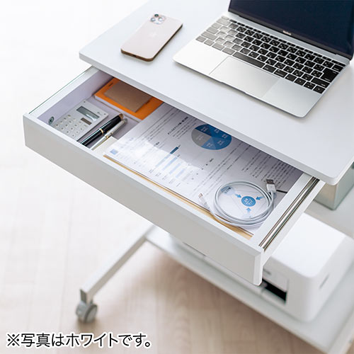 パソコンデスク（幅55cm・省スペース・テレワーク・在宅勤務・収納棚・ラック・勉強机・ゴムキャスター・ライトブラウン）